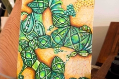 Unnamed artwork by Chrissie Murphy Designs using alcohol ink and coloured pencil